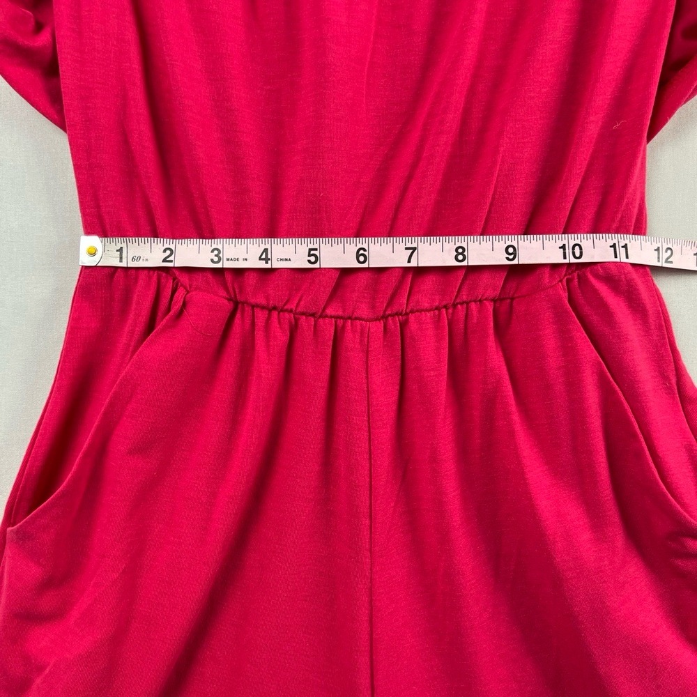 Davi & Dani Romper Womens Small Fuchsia Strapless Ruffle Elastic Waist Pink NEW - Picture 8 of 15